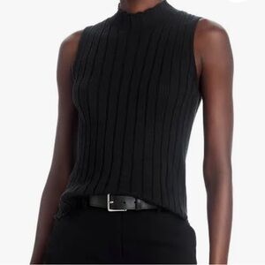 Guest in Residence Black Ribbed Sleeveless Sweater Top 100% cashmere S‎ NWT